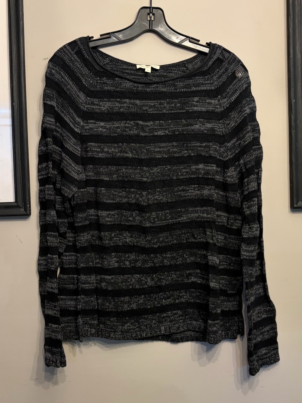 Eileen Fisher Organic Cotton Black Grey Sweater Size M
